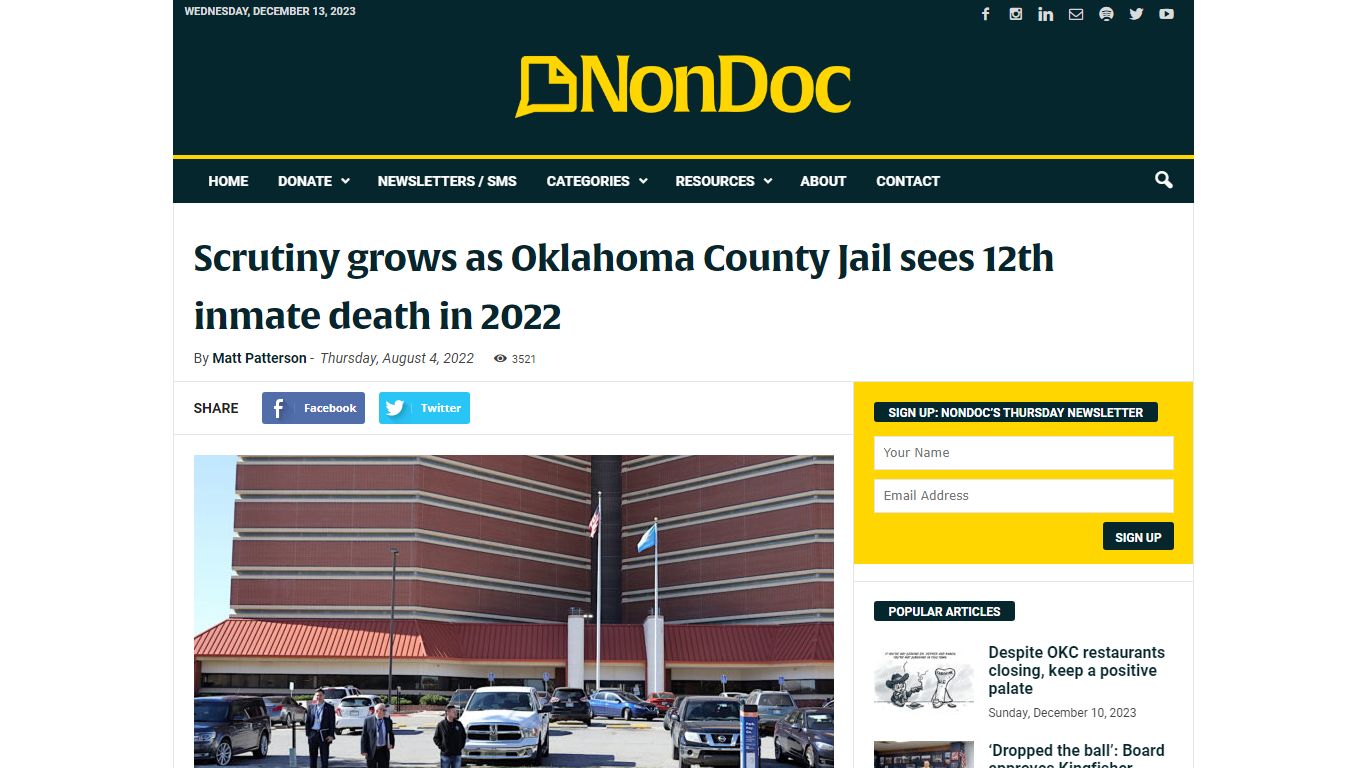Scrutiny grows as Oklahoma County Jail sees 12th inmate death ... - NonDoc